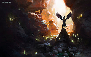 Art, Candles, Shine, Light, Wings, Cave, Angel, Waiting, Expectation HD wallpaper