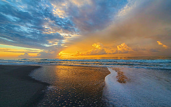 Sunrise on Pawleys Island, town, coast, clouds, colors, sky, usa HD wallpaper