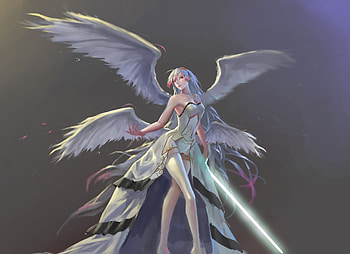Angel with sword, white hair, Dungeon Fighter Online HD wallpaper