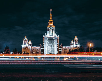 Cities, Architecture, Moskow, Night City, Long-Term Exposure HD wallpaper