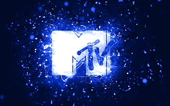 MTV dark blue logo, , dark blue neon lights, creative, dark blue abstract background, Music Television, MTV logo, brands, MTV HD wallpaper