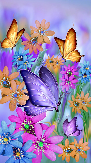 Spring is in the air, pastel, nature, butterfly, flower HD phone wallpaper