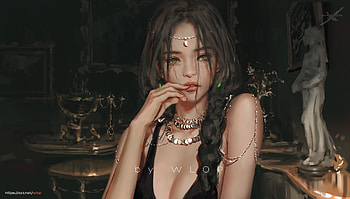 Princess, fantasy, wlop, art, jewel, girl HD wallpaper