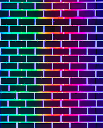 Multicolored, Motley, Texture, Textures, Wall, Neon, Glow, Brick HD phone wallpaper