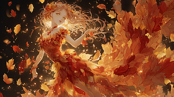 Leaffall Maiden: Fantasy Anime Girl Autumn, anime girl, autumn anime, autumn leaves HD wallpaper