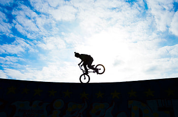 Sports, Sky, Silhouette, Cyclist HD wallpaper