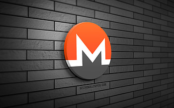 Monero 3D logo, , gray brickwall, creative, cryptocurrency, Monero logo, 3D art, Monero HD wallpaper