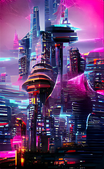 Future New York City, art, pink, world, artist, design, abstract, anime HD phone wallpaper