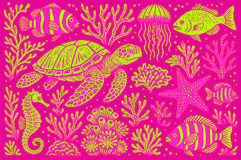 Vibrant Sea Life Wonders in Ultra, sea life, turtle, fish, jellyfish, seahorse HD wallpaper