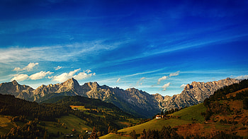 Landscape, mountains range, blue skyline HD wallpaper