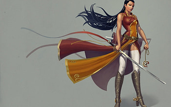Fantasy girl, sword, fantasy, game, girl, woman, warrior HD wallpaper