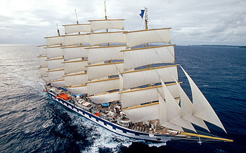 sail ship under full sail, sea, masts, ship, sailing, sail HD wallpaper