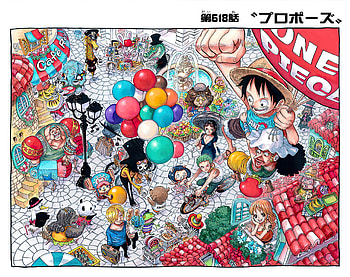 Manga One Piece Color Cover Page 618, Brook (One Piece), Sanji (One Piece), Nico Robin, Monkey D. Luffy, Usopp (One Piece), Anime, One Piece HD wallpaper