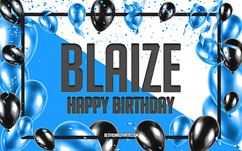 Happy Birtay Blaize, Birtay Balloons Background, Blaize, with names, Blaize Happy Birtay, Blue Balloons Birtay Background, Blaize Birtay HD wallpaper