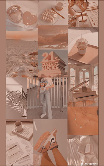 aesthetic, beige, orange HD phone wallpaper