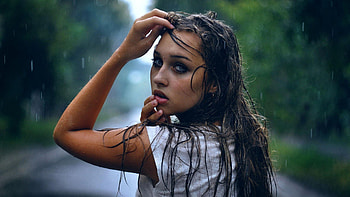 Girl In Rain, girl, rain, sad, eyes HD wallpaper