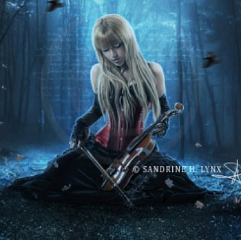 A LITTLE PRAYER, FOREST, NIGHT, FEMALE, VIOLIN HD wallpaper