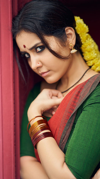 Rashi khanna, telugu actress, saree beauty, gorgeous, sexy curves HD phone wallpaper