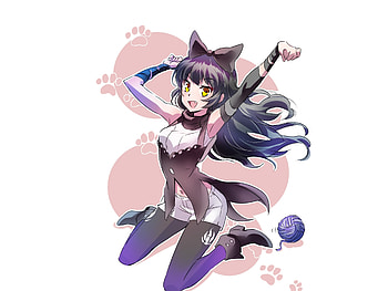 Minimal, yellow eyes, Blake Belladonna, RWBY HD wallpaper