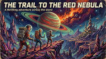 Hikers on the Red Nebula Trail —, Hiking, Astronaut, Ringed Planet, Alien Landscape HD wallpaper