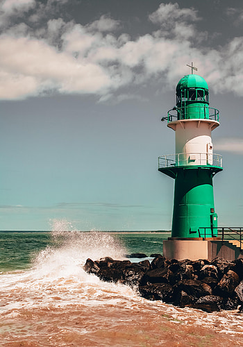 Nature, Sea, Building, Rocks, Lighthouse, Surf HD phone wallpaper