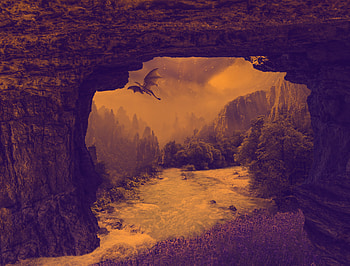 Rivers, Fantasy, Rocks, Waterfall, Dragon, Mystical, Mystic HD wallpaper