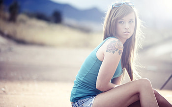 Sexy girl with tattoe, blue, sexy, tattoe, model, brunette, girl, outside, and, outdoors, with, glasses, female HD wallpaper