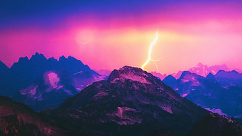 Thunderstorm in the North Cascades, lightning, washington, colors, sky, mountains, usa HD wallpaper