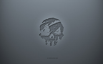 Sea of Thieves logo, gray creative background, Sea of Thieves emblem, gray paper texture, Sea of Thieves, gray background, Sea of Thieves 3d logo HD wallpaper