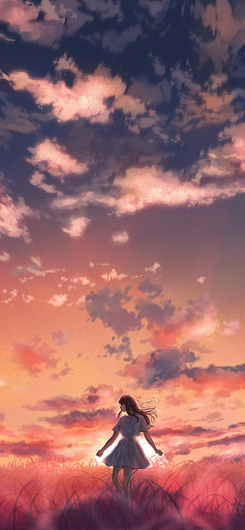 sky, Anime, girl, anime girl, anime sunset, Sky Anime HD phone wallpaper