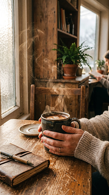 Cozy Coffee Morning | Window Mug | Hearthside Latte HD phone wallpaper