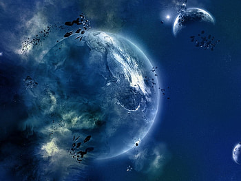 Imminent Dawn, space, earth, grain, moon HD wallpaper