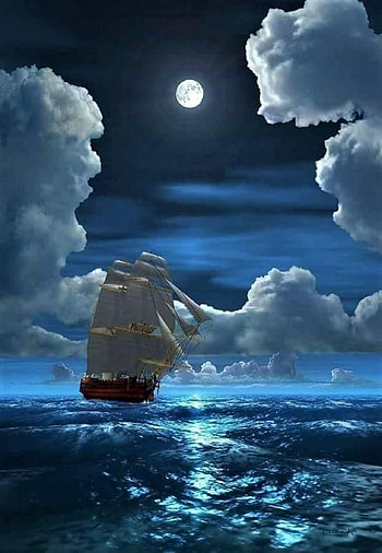 moon, sea HD phone wallpaper