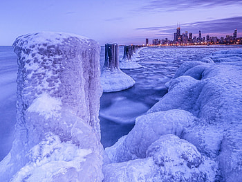 Winter, Nature, Ice, Night City, Frost, Chicago HD wallpaper