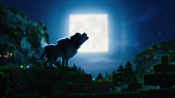 Minecraft Movie: A Wolf's Howl Under the Night Sky - Ultra, movie, A Minecraft Movie, wolf, night, Minecraft HD wallpaper