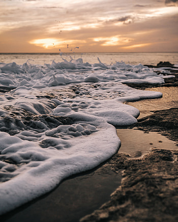 Close up, beach, foams, sea waves HD phone wallpaper