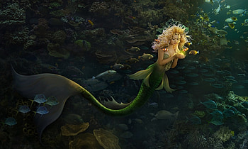Mermaid, girl, people, water, ocean HD wallpaper