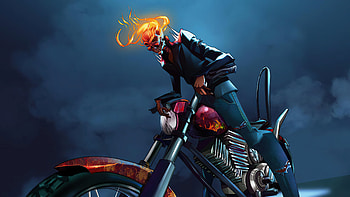Ghost Rider With Bike, ghost-rider, superheroes, artist, artwork, digital-art, deviantart HD wallpaper