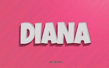 Diana, pink lines background, with names, Diana name, female names, Diana greeting card, line art, with Diana name HD wallpaper