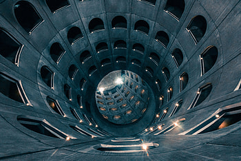 Building, Reflection, Glare, Miscellanea, Miscellaneous, Illumination, Backlight, Tunnel HD wallpaper