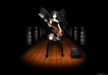 k on, sexy, bosinas, fanart, anime, guitar HD wallpaper