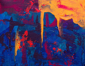 Colorful abstract painting with bold acrylic textures and vibrant hues. HD wallpaper