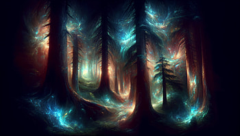 Enchanted Shadows: Spooky Forest in, fantasy forest, surreal art HD wallpaper