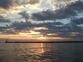 Lake Michigan Sunset, clouds, michigan, lake, sunset HD wallpaper