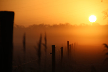 Sunset, Twilight, Dark, Fog, Dusk, Fence HD wallpaper