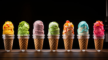 Colorful Ice Cream Cones - Delicious Dessert Background, dessert, ice cream, colorful, sweets HD wallpaper
