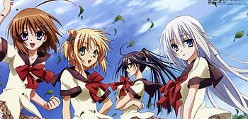 Kore wa zombie desu ka, pose, sky, leaves, uniforms HD wallpaper