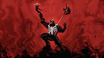 Venom Vs Trio Spider Man, venom, spiderman, superheroes, artwork, artist, digital-art, behance HD wallpaper