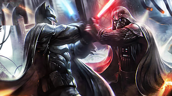 Batman Vs Darth Vader , batman, darth-vader, star-wars, superheroes, artwork, artist HD wallpaper
