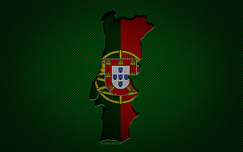 Portugal map, , European countries, Portuguese flag, green carbon background, Portugal map silhouette, Portugal flag, Europe, Portuguese map, Portugal, flag of Portugal HD wallpaper